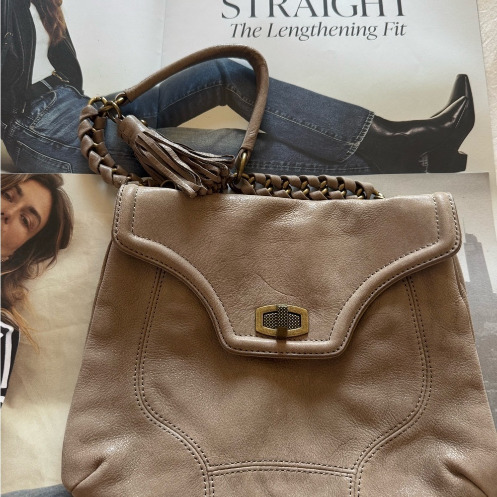 New - Ann Taylor Taupe real suede Leather Shoulder Bag